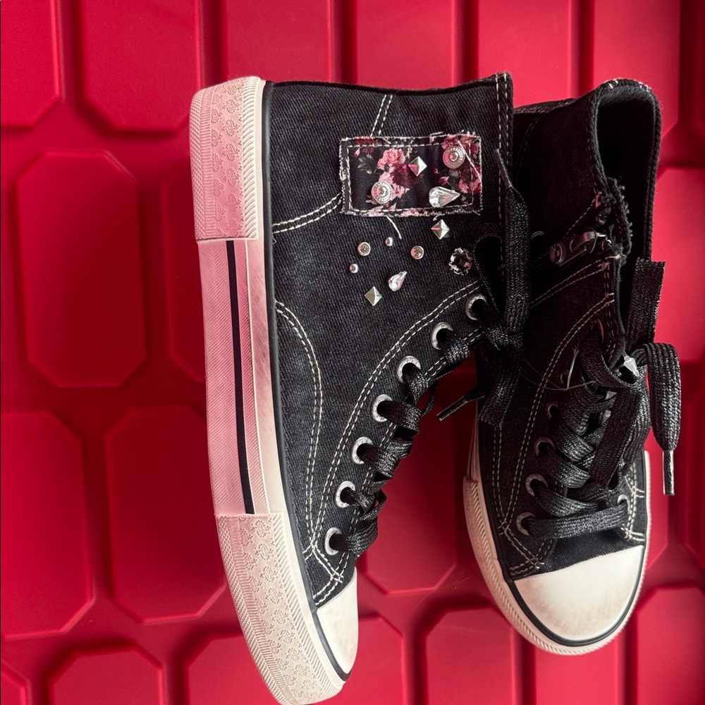 Blowfish Black Distressed High-Top Women's Sneakers - Picture 2 of 5